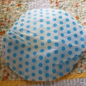 BLUE Polka Dot Plastic Shower Cap Hair Cover Waterproof Reusable Elastic